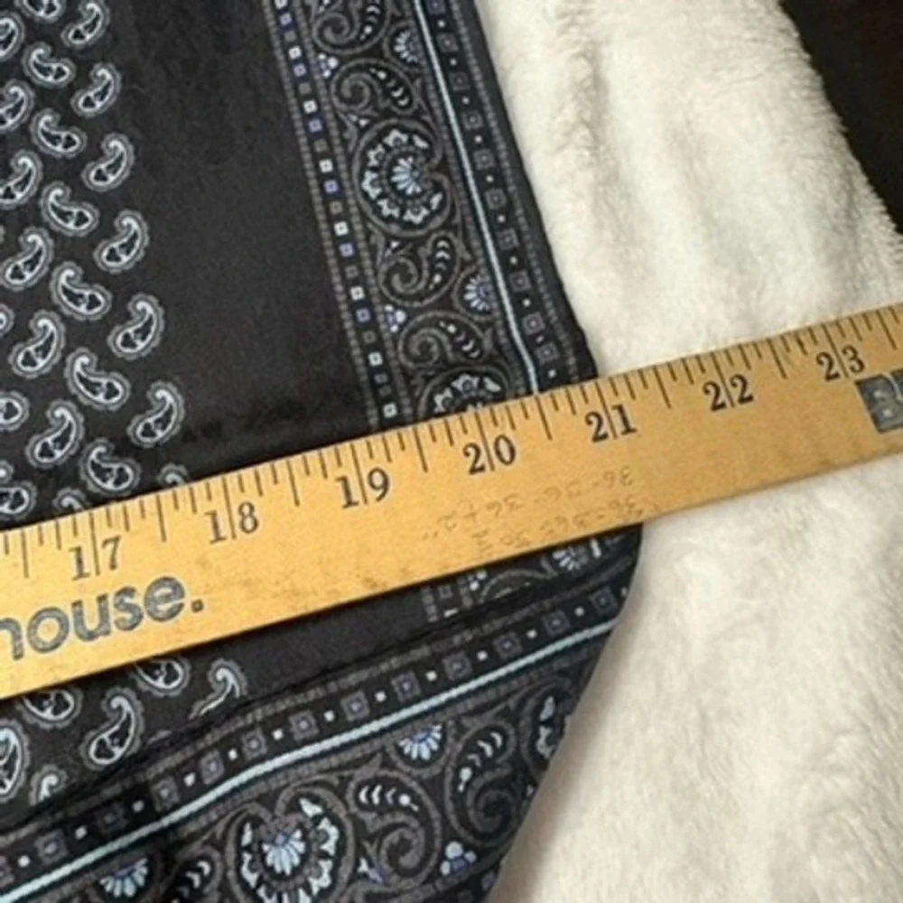 Vtg YVES SAINT LAURENT Scarf Handkerchief Paisley Black 21